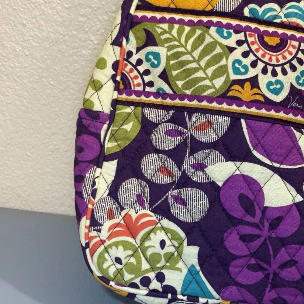 Vera Bradley Plum Crazy Purple Lunch Bag snack plastic lined exterior ID Holder